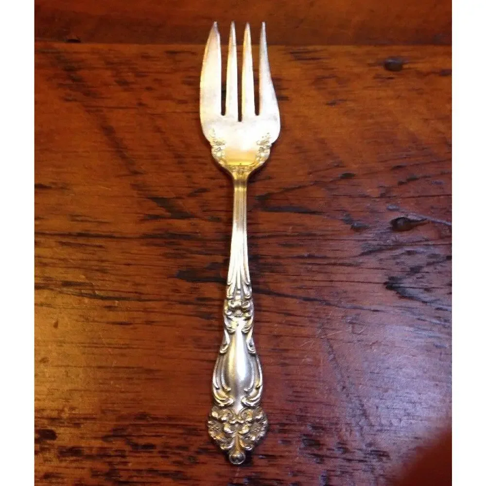 Vintage Reed & Barton Silverplate Wedding Serving Pastry Cake Fork Lilies #4 8